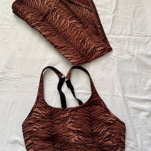 Lorna Jane Black and Brown Tiger Print Sports Bra